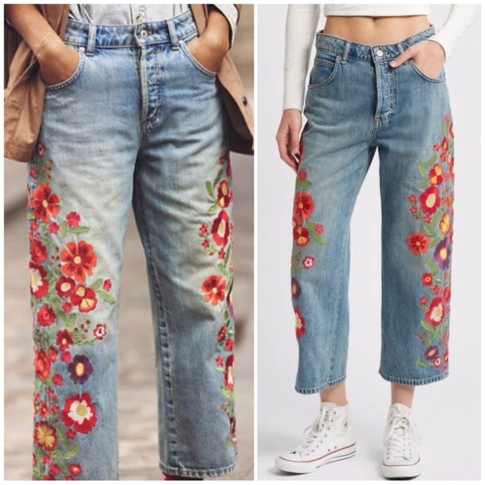We The Free Willow Floral Embroidered Jeans NWT Size 26 - so CUTE!